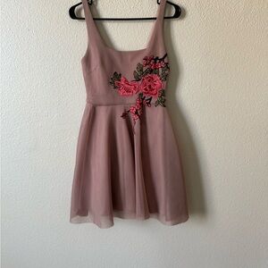 Elegant Pink Floral Embroidered Dress